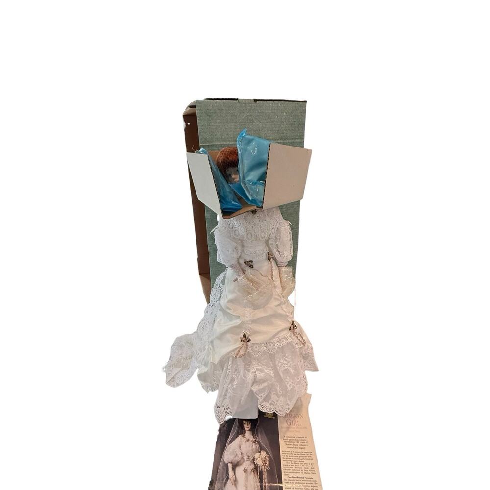 Gibson Girl Franklin Heirloom Porcelain Bride Doll 22 in Wedding Collectable NIB